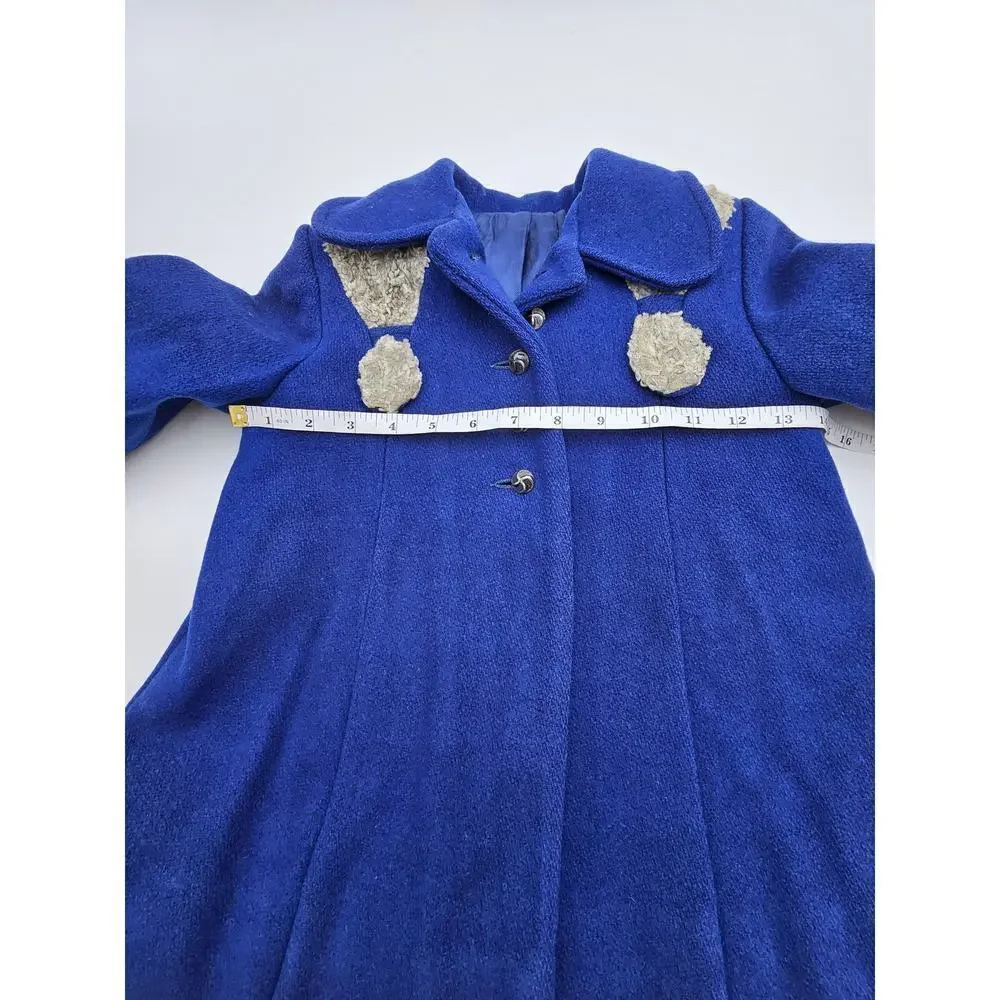 Vintage 50s/60s Girls 3T/4T Navy Blue Peacoat with Matching Pants & Hand Warmer